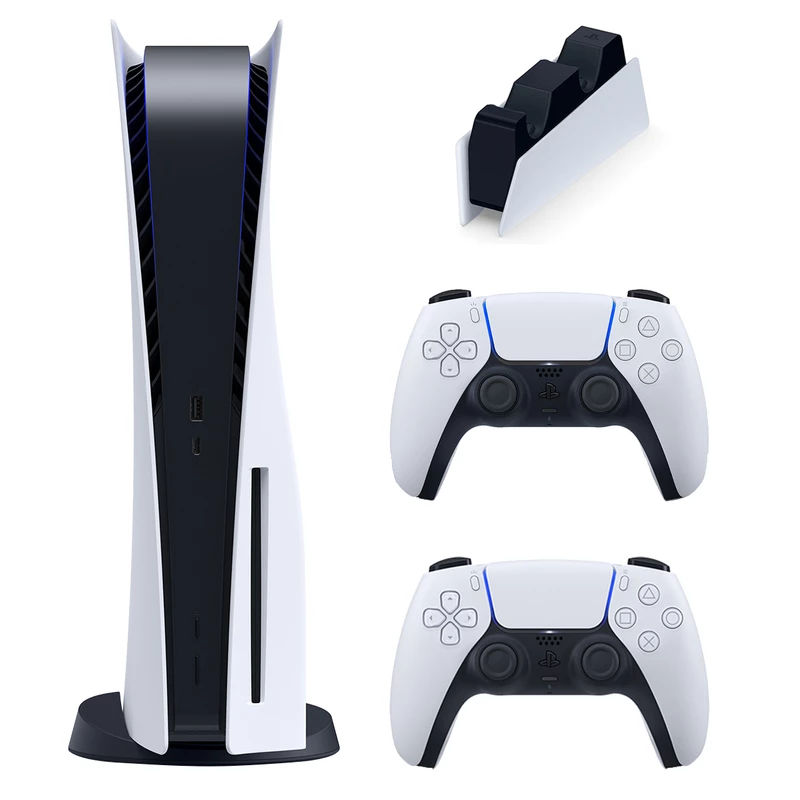 کنسول بازی سونی مدل PlayStation 5 ظرفیت 825 گیگابایت به همراه دسته اضافه و پایه شارژر